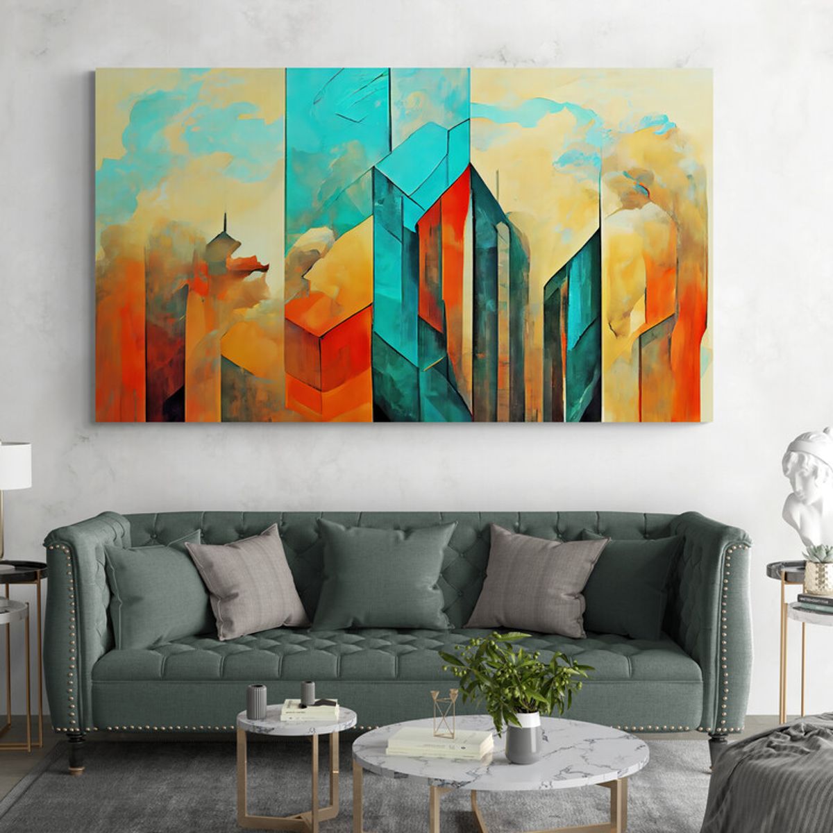 TAYRONA STORE - Cuadro En Lienzo Para La Sala Abstracto Colores 350 100x55cm