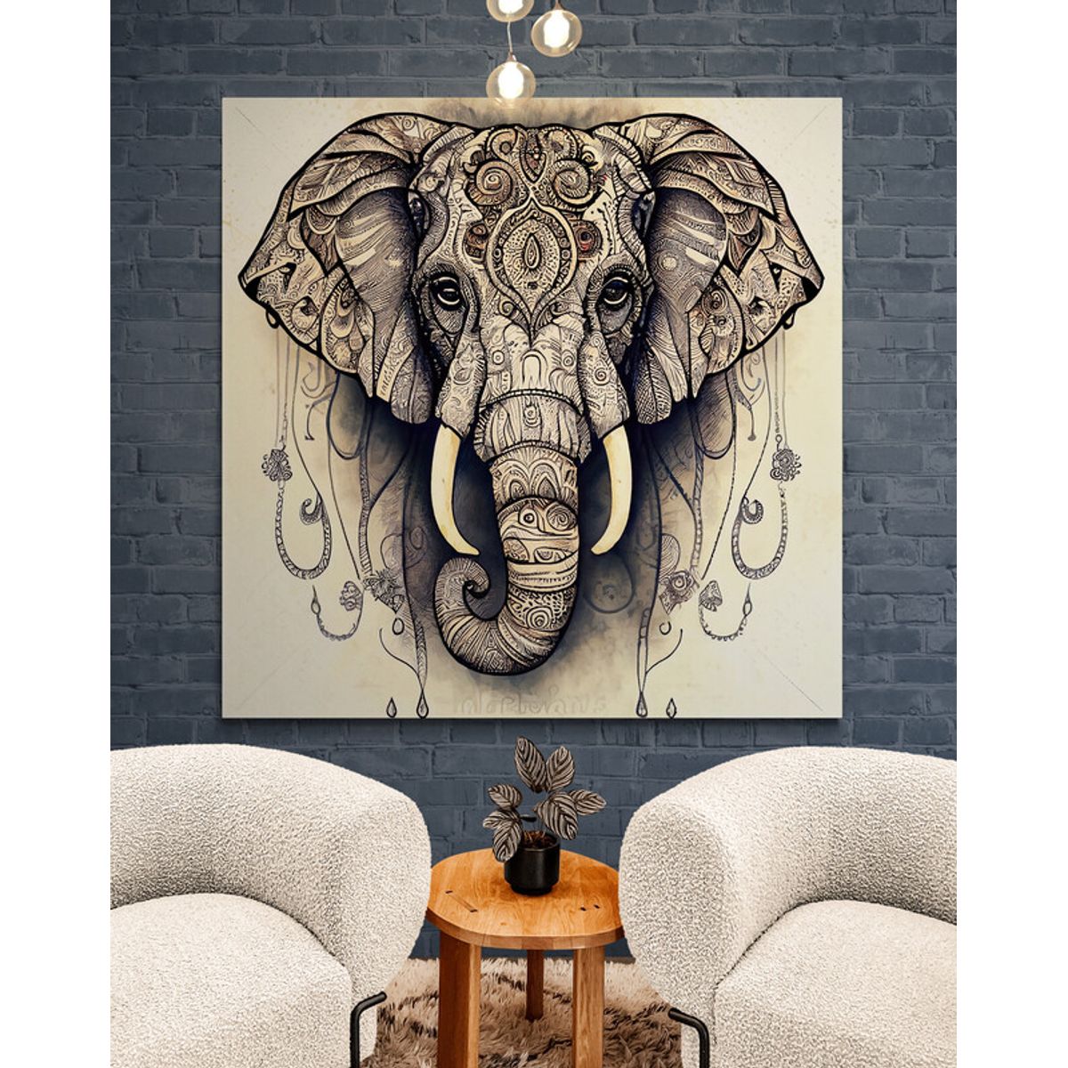 TAYRONA STORE - Cuadro En Lienzo Para La Sala Elefantes 188 50x50cm