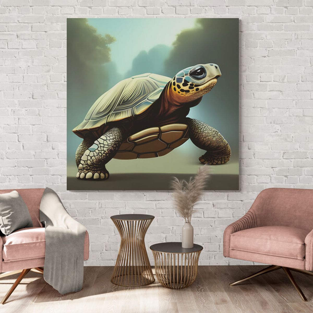 TAYRONA STORE - Cuadro En Lienzo Para La Sala Tortugas 028 60x60cm
