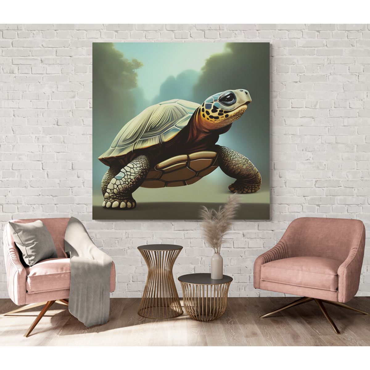 TAYRONA STORE - Cuadro En Lienzo Para La Sala Tortugas 028 60x60cm