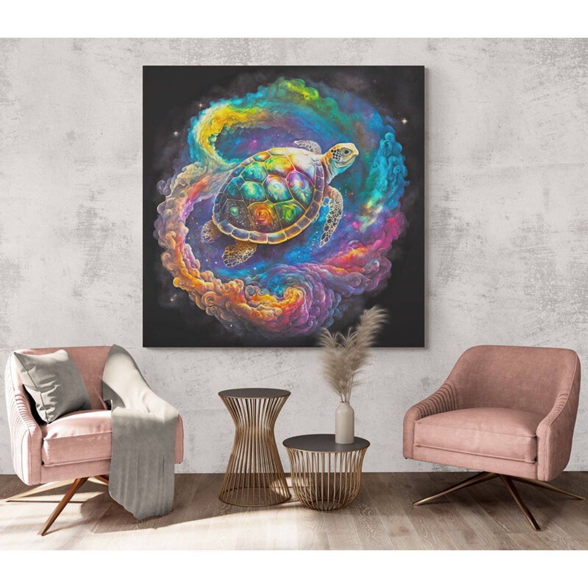 TAYRONA STORE - Cuadro En Lienzo Para La Sala Tortugas 051 100x100cm