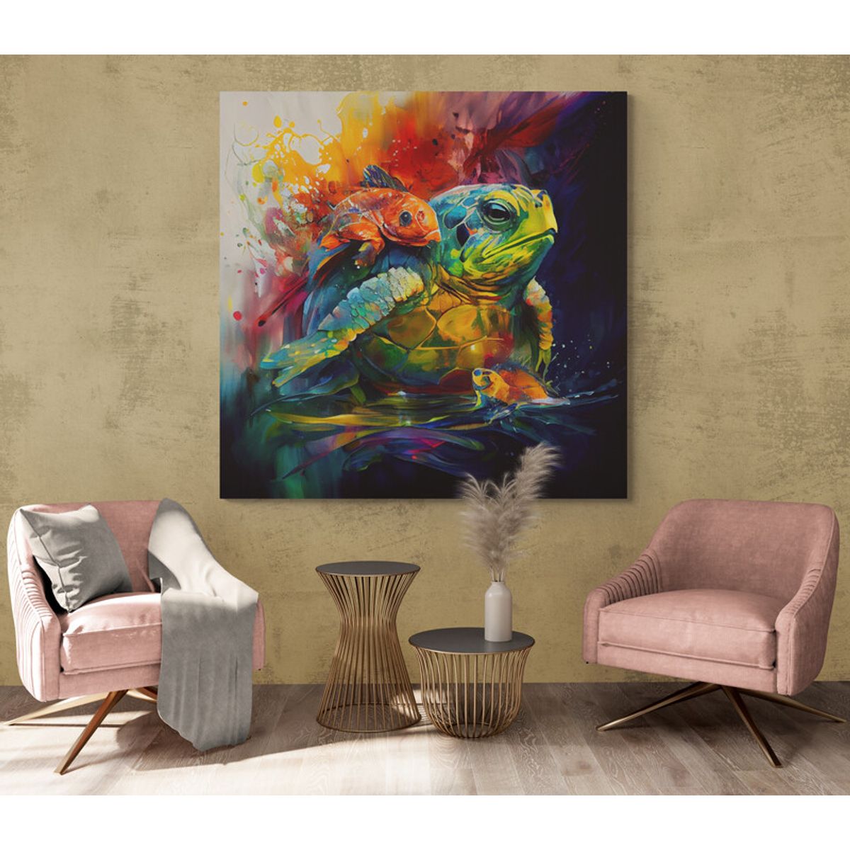 TAYRONA STORE - Cuadro En Lienzo Para La Sala Tortugas 031 50x50cm