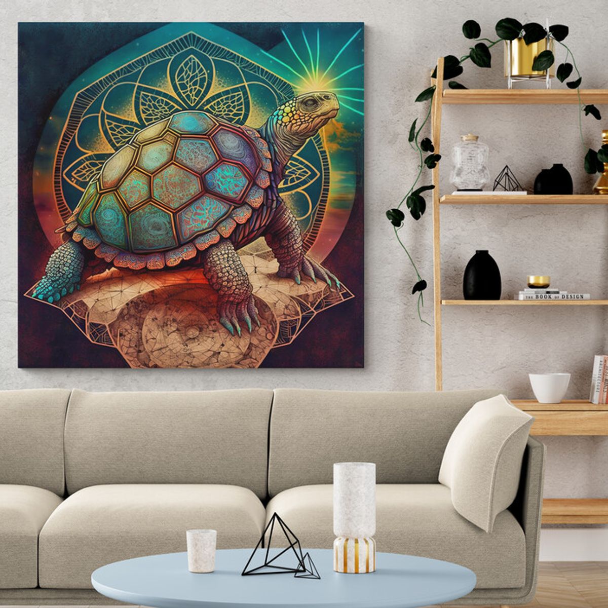 TAYRONA STORE - Cuadro En Lienzo Para La Sala Tortugas 034 90x90cm