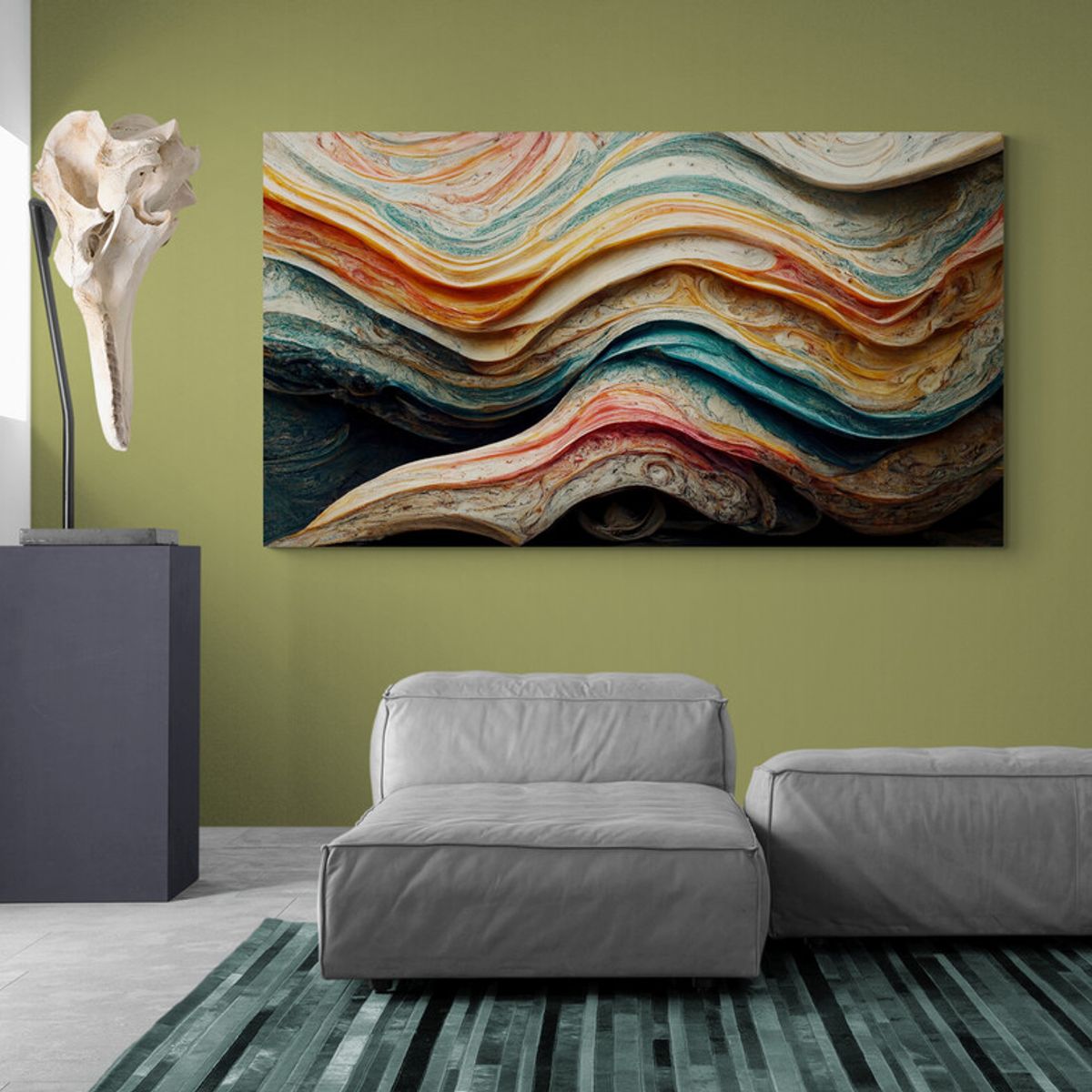 TAYRONA STORE - Cuadro En Lienzo Para La Sala Abstracto Colores 260 80x45cm