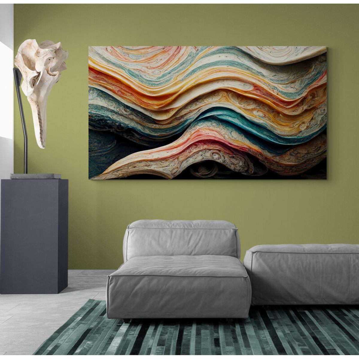 TAYRONA STORE - Cuadro En Lienzo Para La Sala Abstracto Colores 260 80x45cm