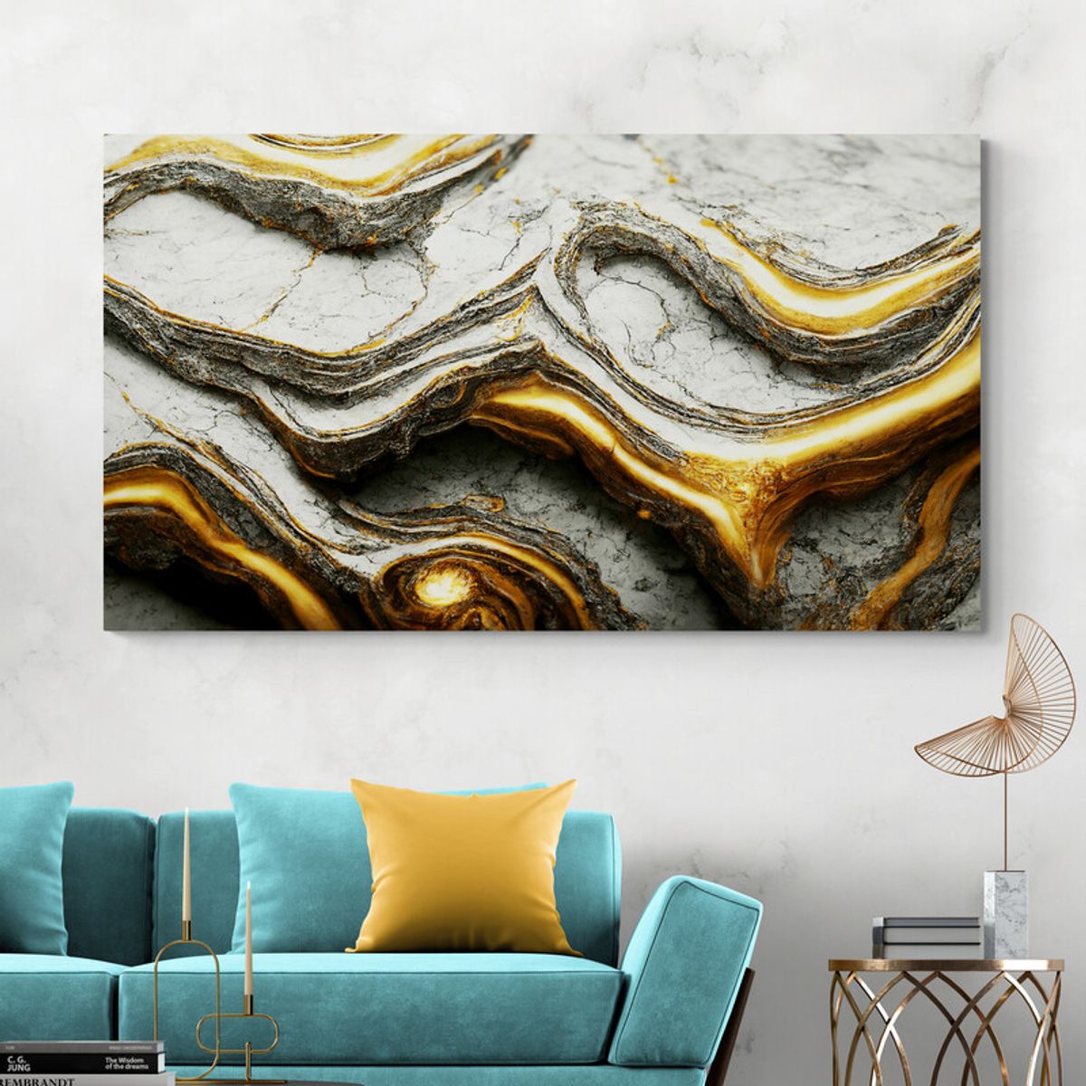 TAYRONA STORE - Cuadro Lienzo Para Sala Marmol Abstracto Colores 311 100x55cm