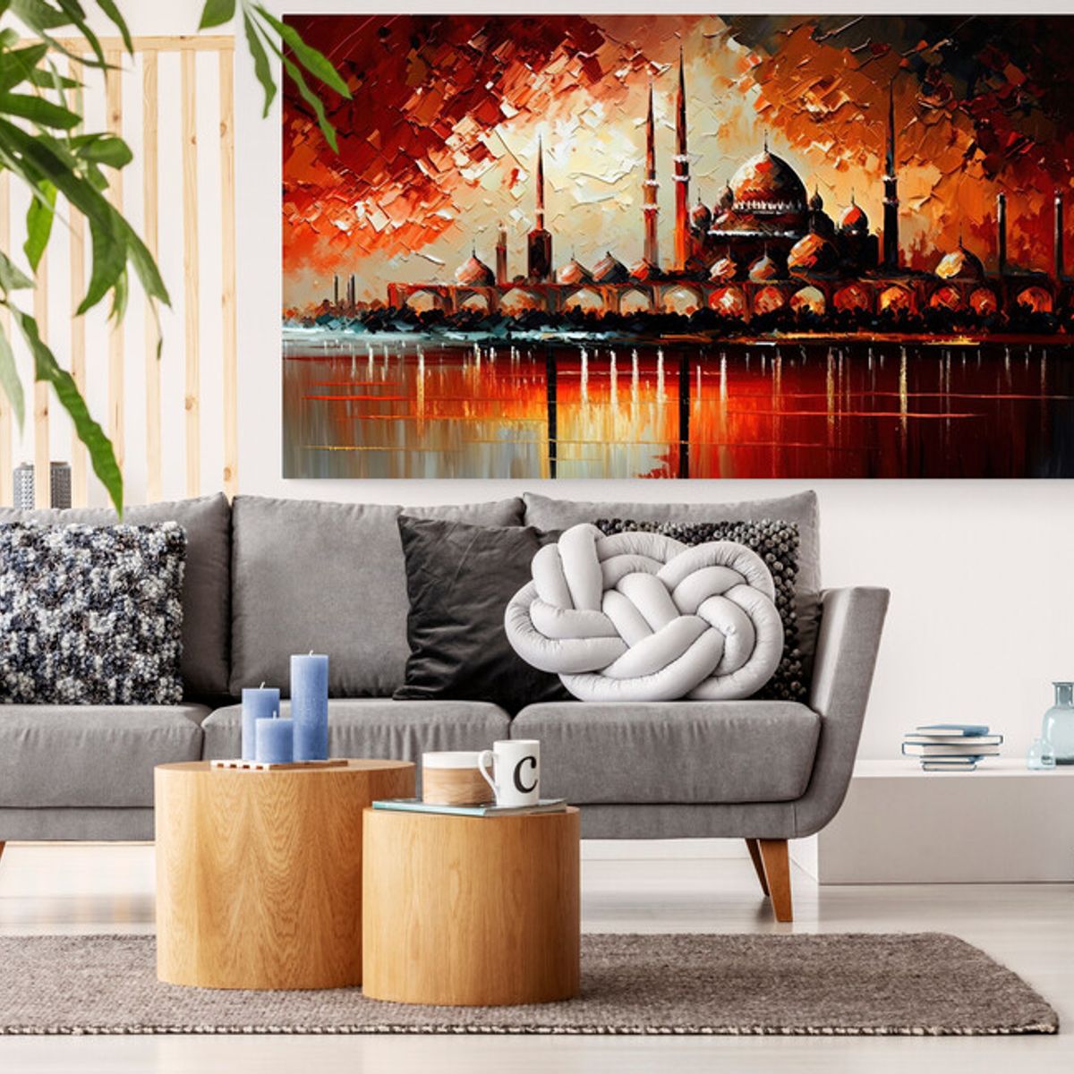TAYRONA STORE - Cuadro Lienzo Para La Sala Mezquita Pintura Ciudad 168 100x55cm