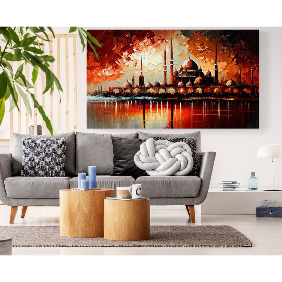 TAYRONA STORE - Cuadro Lienzo Para La Sala Mezquita Pintura Ciudad 168 100x55cm