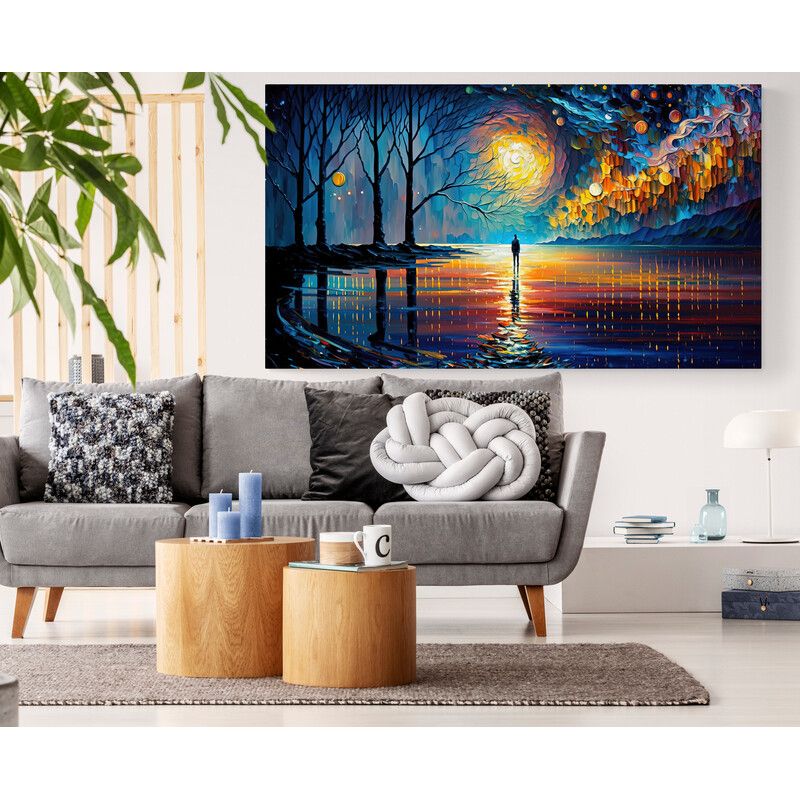TAYRONA STORE - Cuadro En Lienzo Para La Sala Noche Estrellada 048 100x55cm
