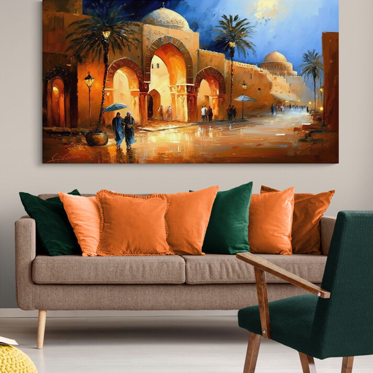 TAYRONA STORE - Cuadro En Lienzo Para La Sala Pintura Pueblo 025 80x45cm.