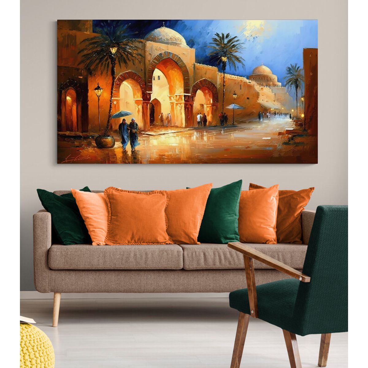 TAYRONA STORE - Cuadro En Lienzo Para La Sala Pintura Pueblo 025 80x45cm.