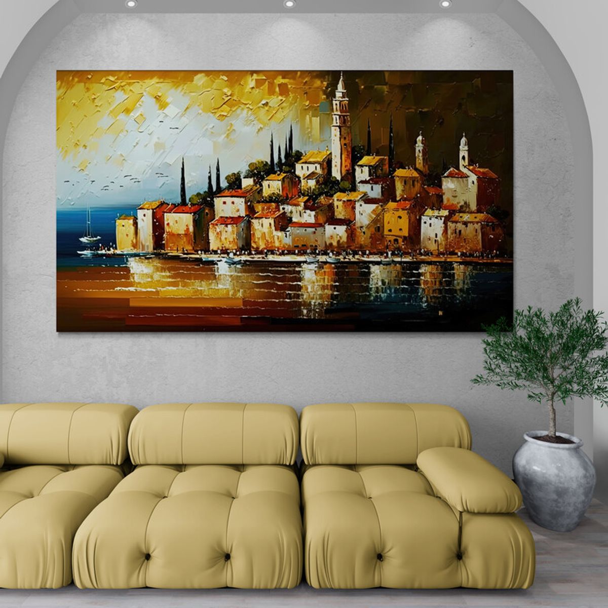 TAYRONA STORE - Cuadro En Lienzo Para La Sala Pintura Ciudad 221 100x55cm