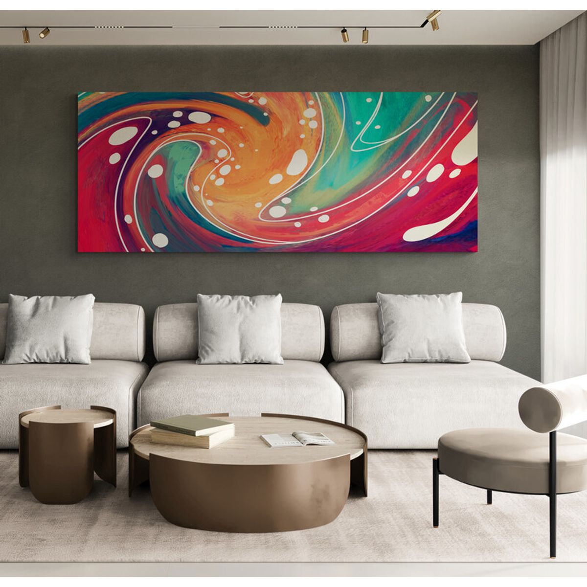 TAYRONA STORE - Cuadro En Lienzo Para La Sala Abstracto Colores 290 125x50cm.