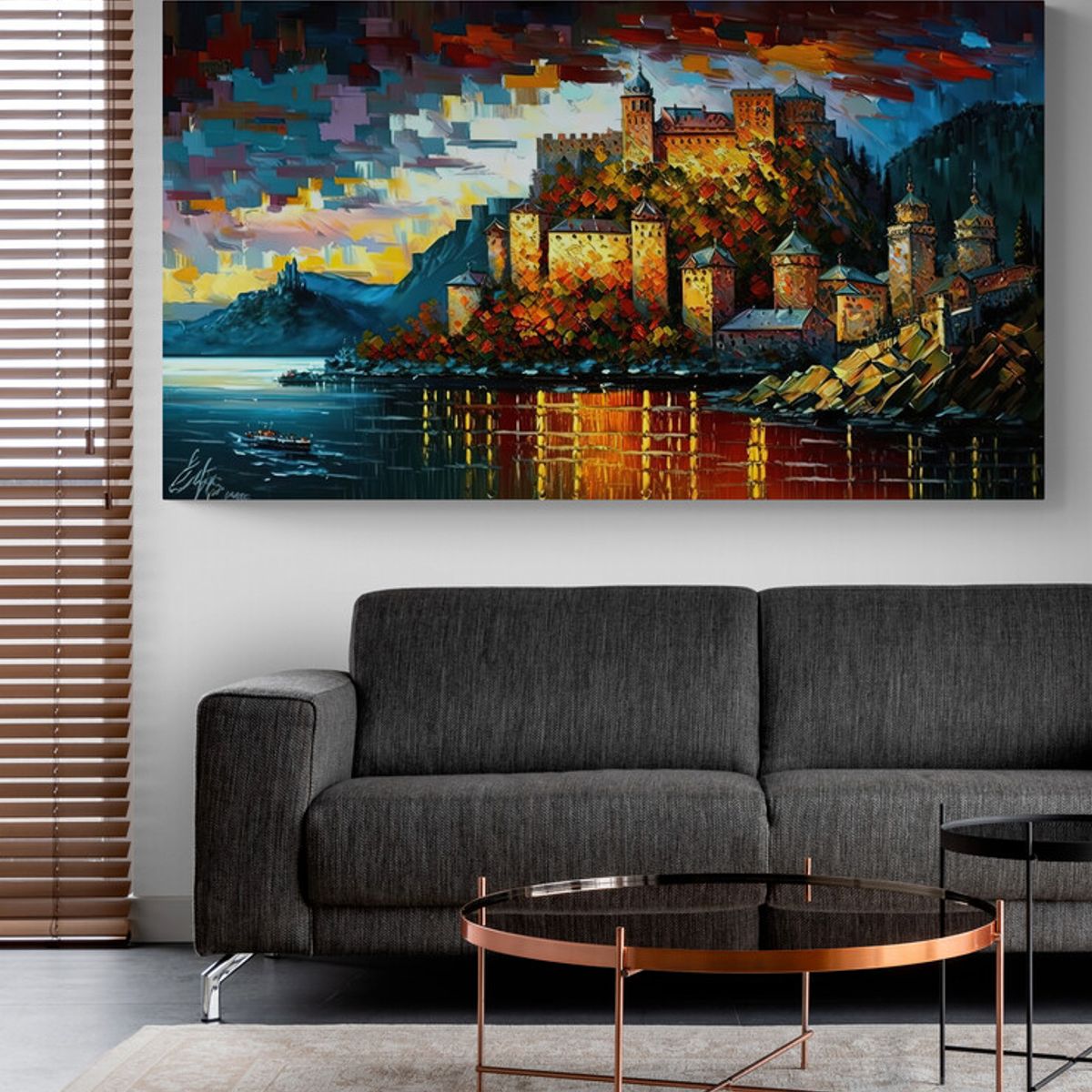 TAYRONA STORE - Cuadro En Lienzo Para La Sala Pintura Ciudad 235 80x45cm