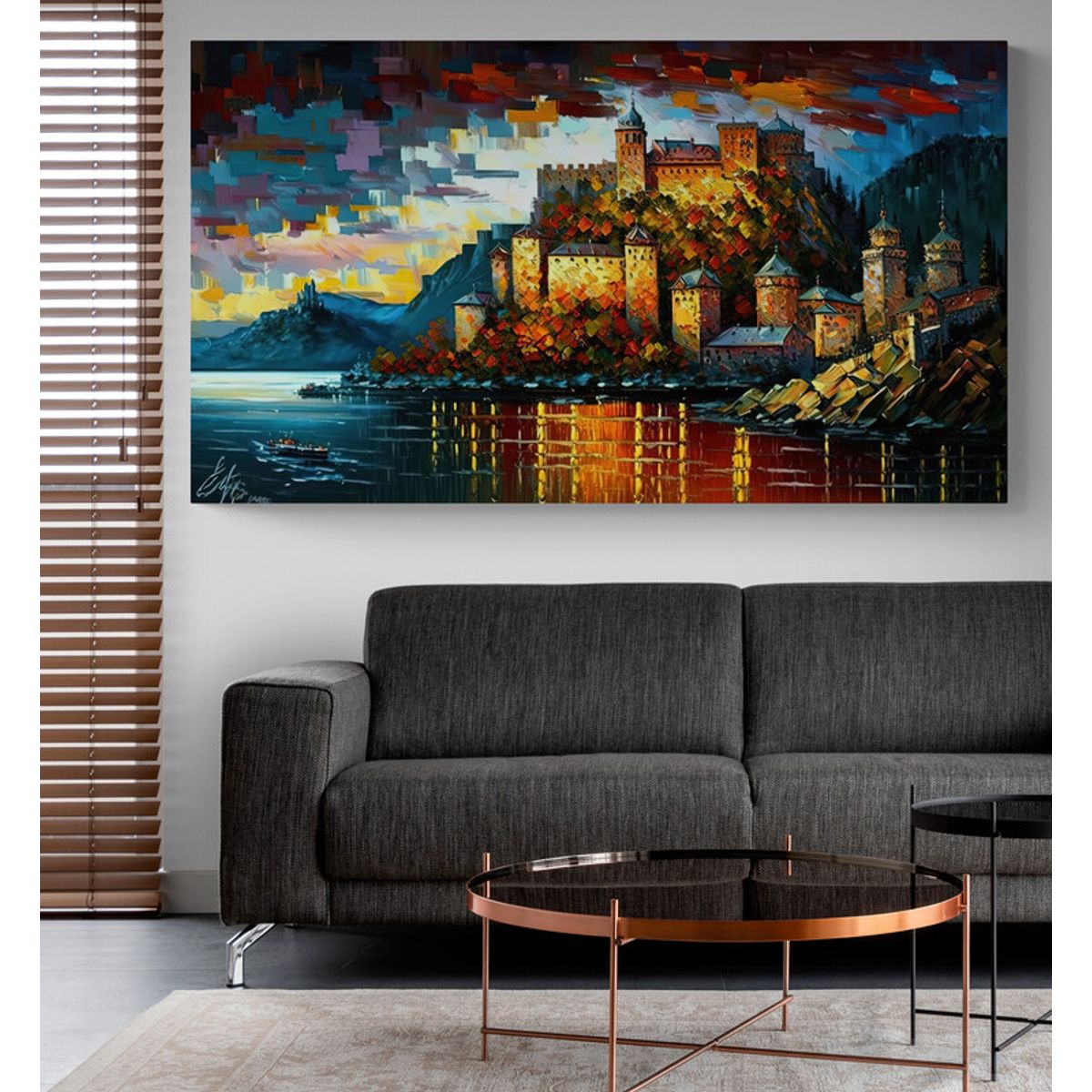 TAYRONA STORE - Cuadro En Lienzo Para La Sala Pintura Ciudad 235 80x45cm