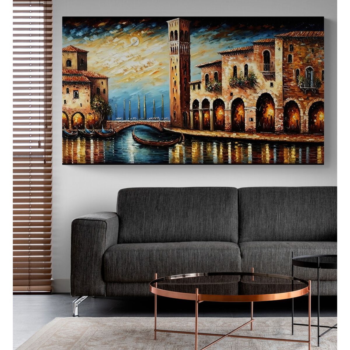 TAYRONA STORE - Cuadro En Lienzo Para La Sala Pintura Ciudad 237 150x85cm