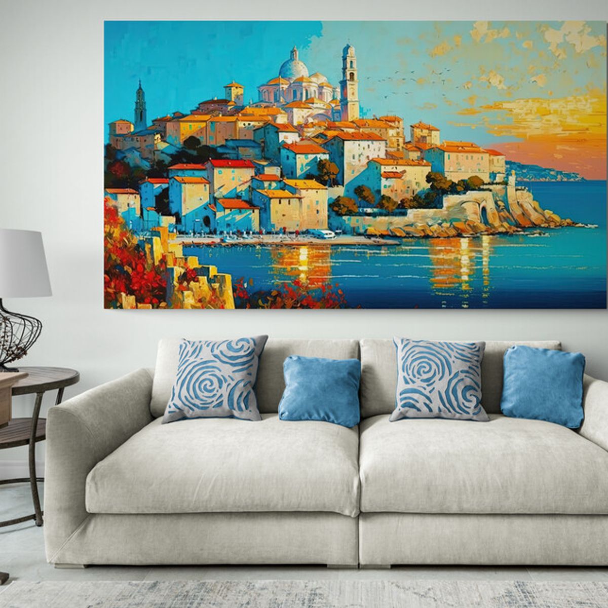 TAYRONA STORE - Cuadro En Lienzo Para La Sala Pintura Ciudad 240 125x70cm