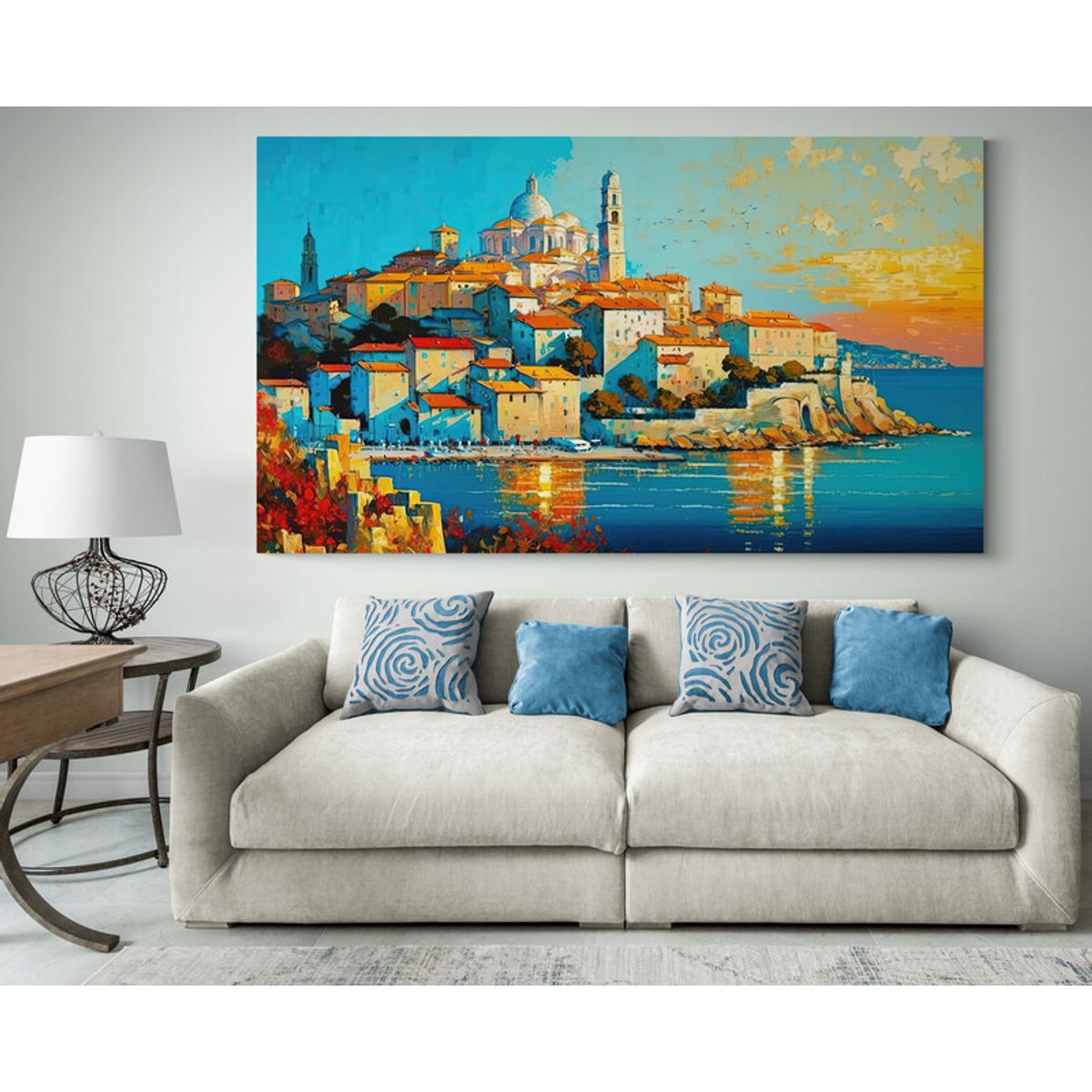 TAYRONA STORE - Cuadro En Lienzo Para La Sala Pintura Ciudad 240 125x70cm