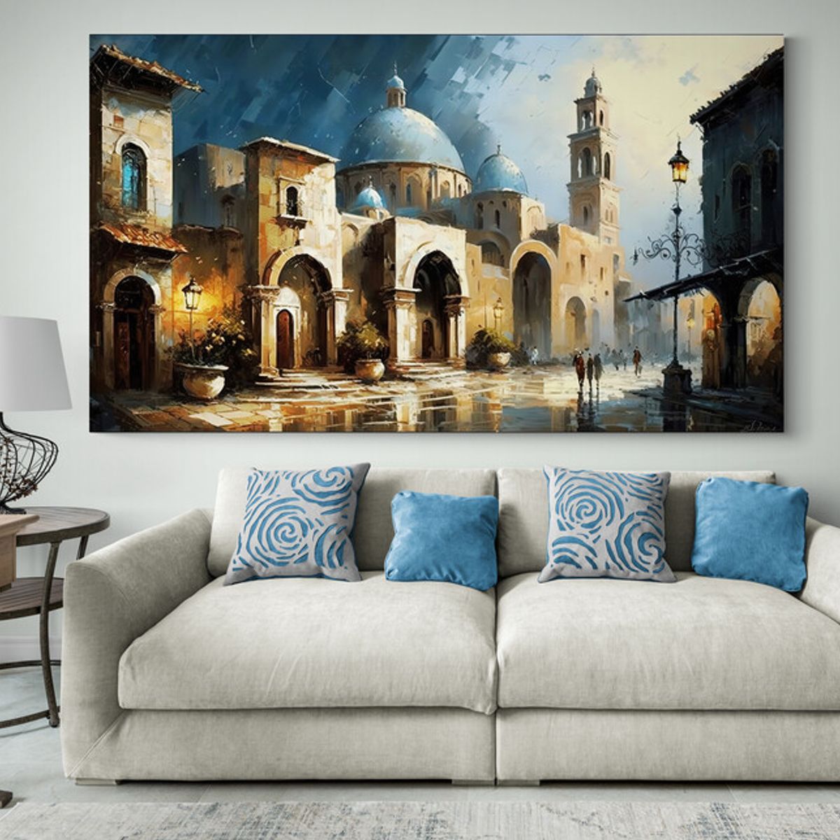 TAYRONA STORE - Cuadro En Lienzo Para La Sala Pintura Ciudad 243 100x55cm