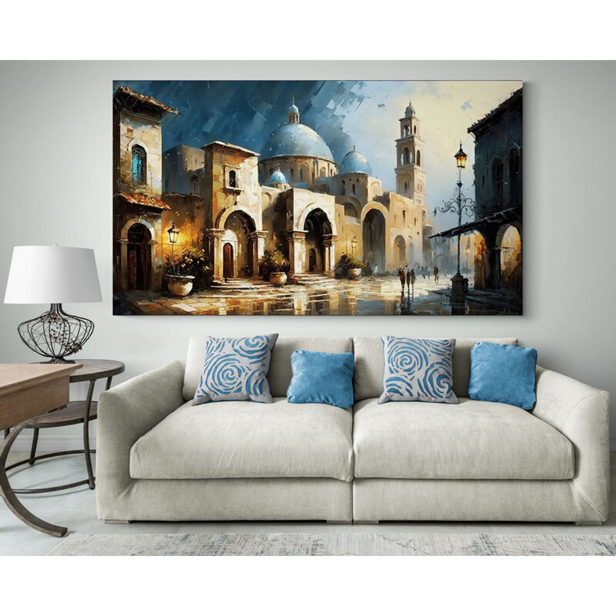 TAYRONA STORE - Cuadro En Lienzo Para La Sala Pintura Ciudad 243 100x55cm