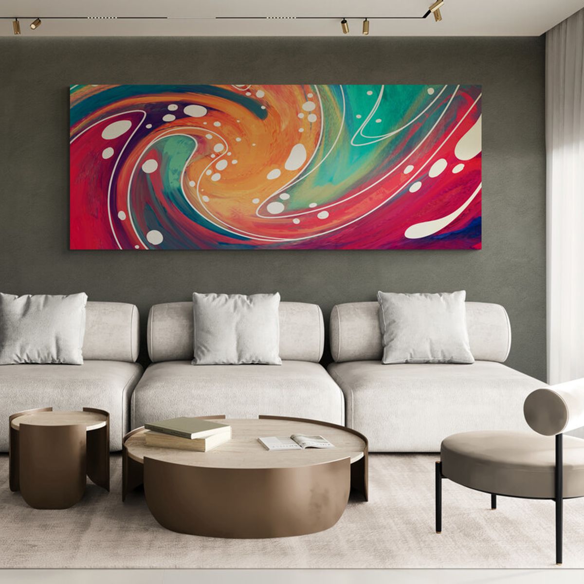 TAYRONA STORE - Cuadro En Lienzo Para La Sala Abstracto Colores 290 175x70cm