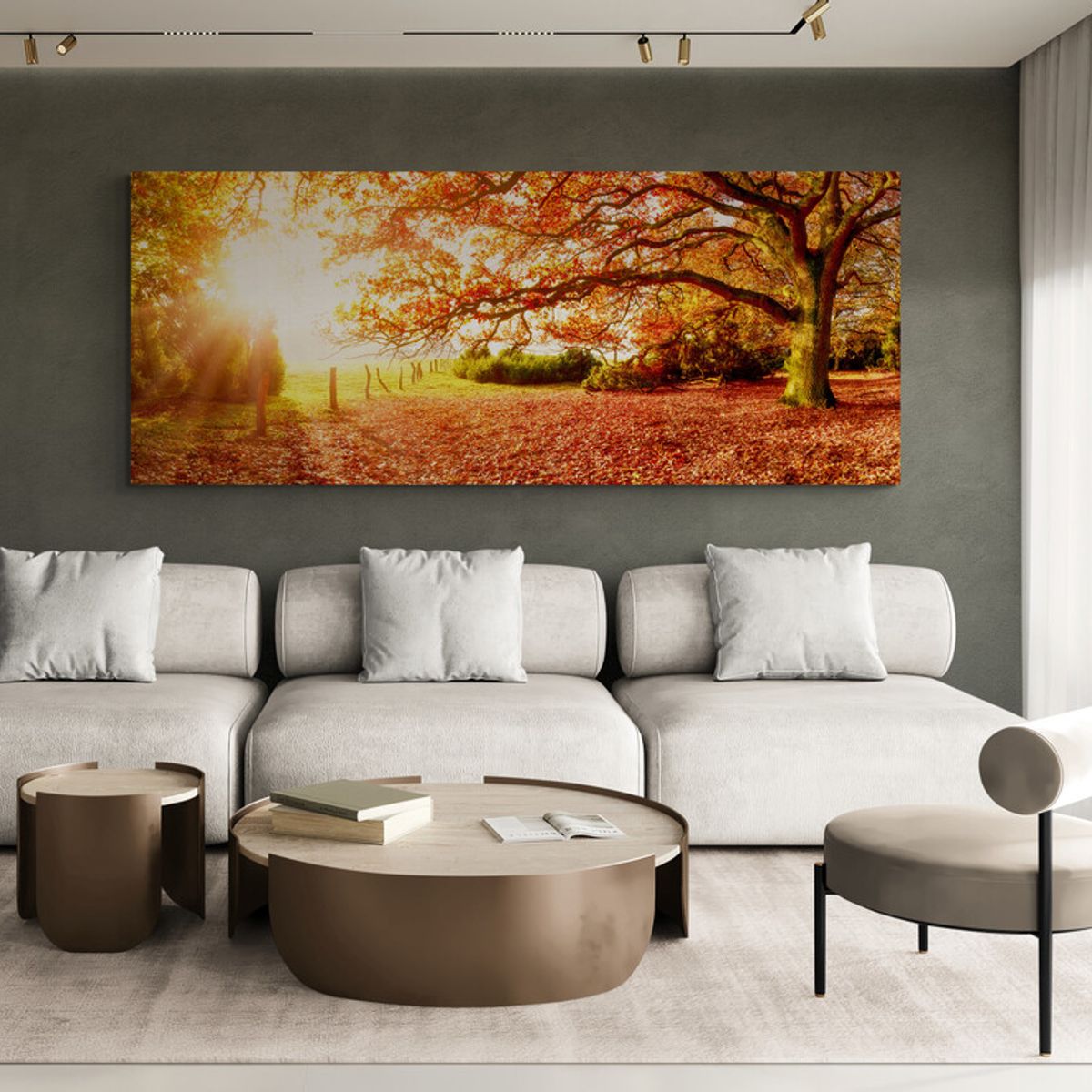 TAYRONA STORE - Cuadro En Lienzo Para La Sala Atardecer Bosque 005 125x50cm