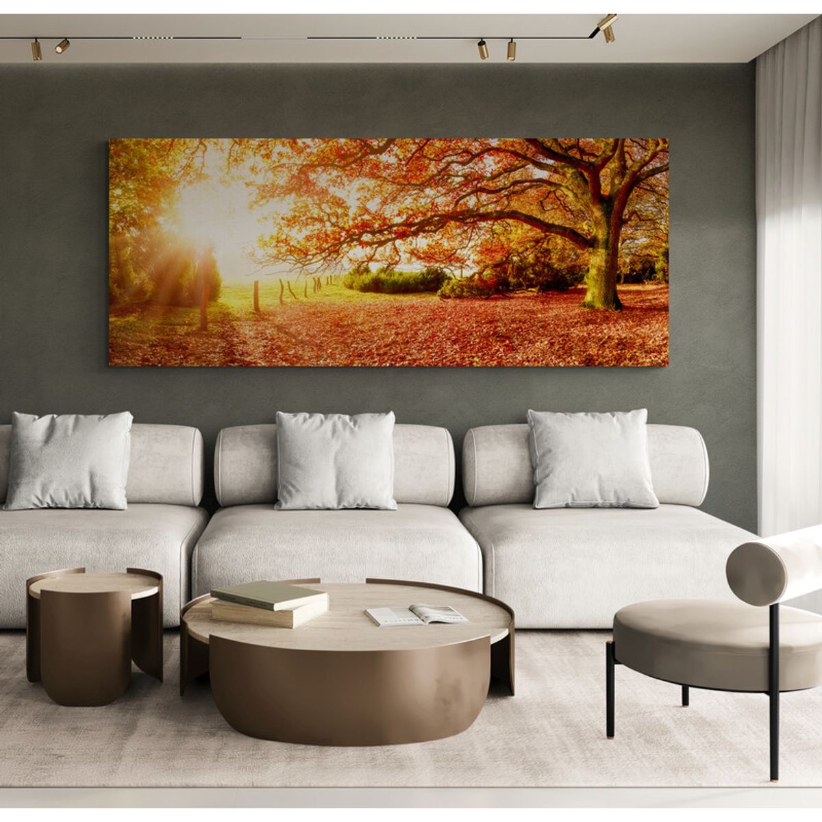 TAYRONA STORE - Cuadro En Lienzo Para La Sala Atardecer Bosque 005 125x50cm