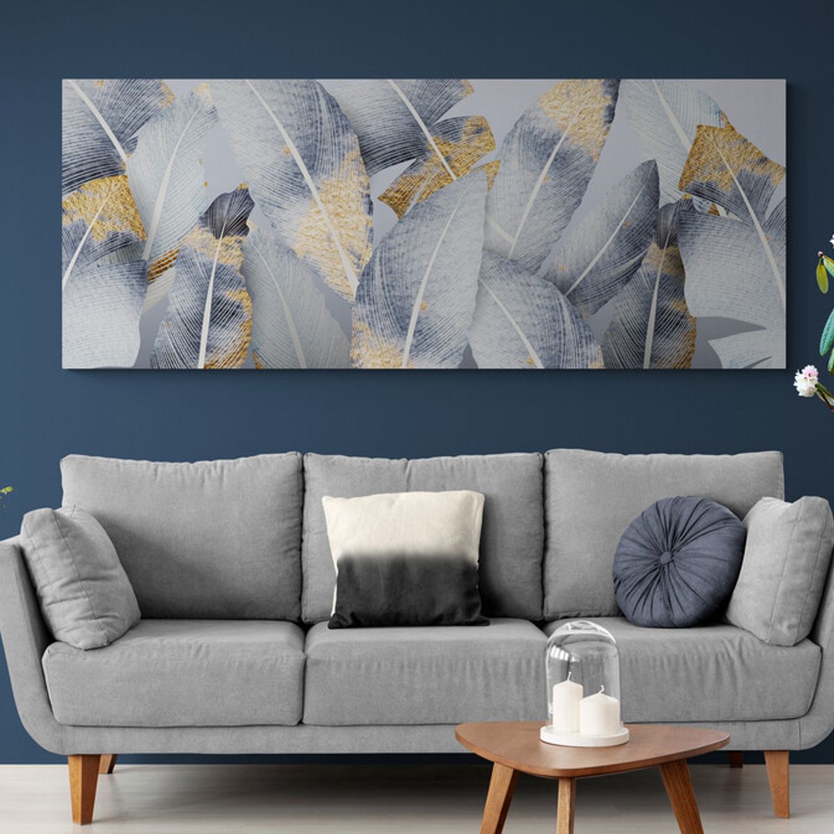 TAYRONA STORE - Cuadro En Lienzo Para La Sala Hojas 150 100x40cm