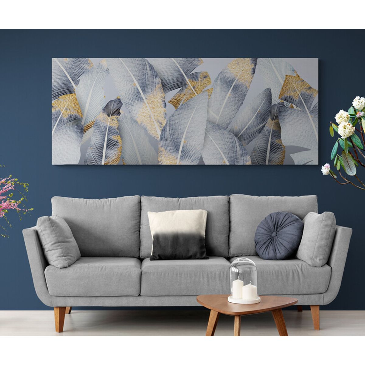 TAYRONA STORE - Cuadro En Lienzo Para La Sala Hojas 150 150x60cm