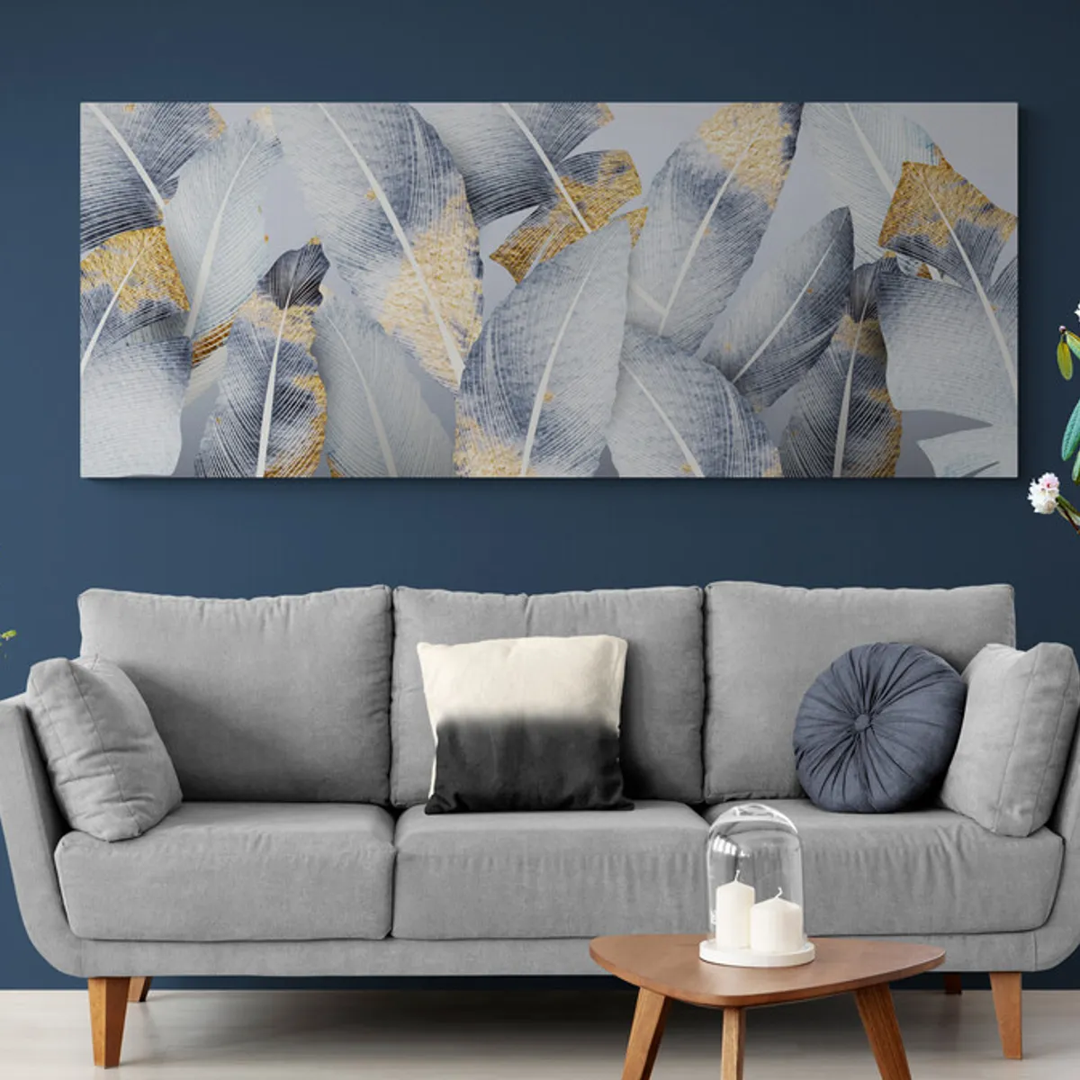 TAYRONA STORE - Cuadro En Lienzo Para La Sala Hojas 150 125x50cm.