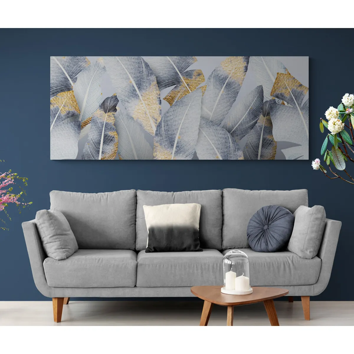 TAYRONA STORE - Cuadro En Lienzo Para La Sala Hojas 150 125x50cm.