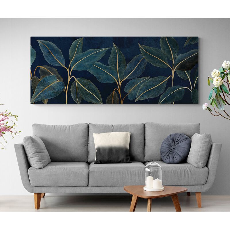 TAYRONA STORE - Cuadro En Lienzo Para La Sala Hojas 170 125x50cm