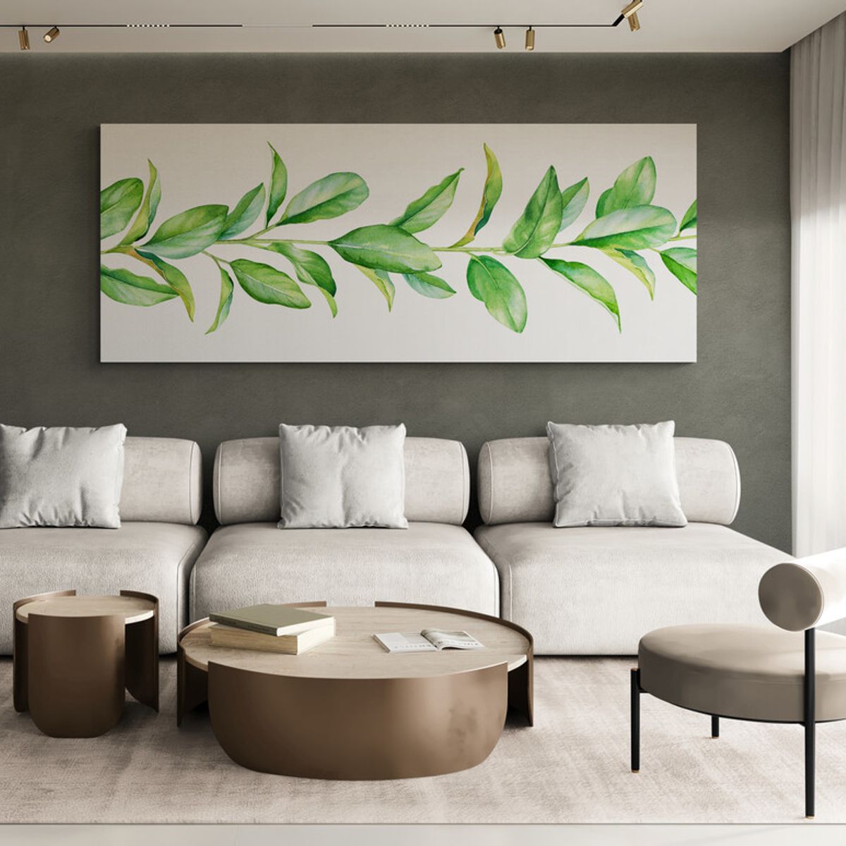 TAYRONA STORE - Cuadro En Lienzo Para La Sala Hojas Verdes 125 100x40cm
