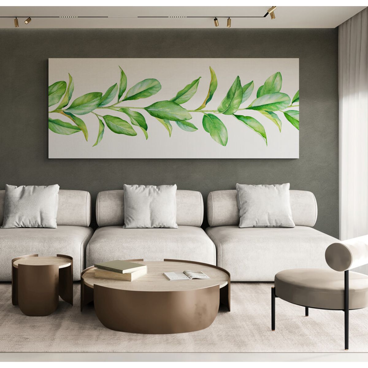 TAYRONA STORE - Cuadro En Lienzo Para La Sala Hojas Verdes 125 100x40cm