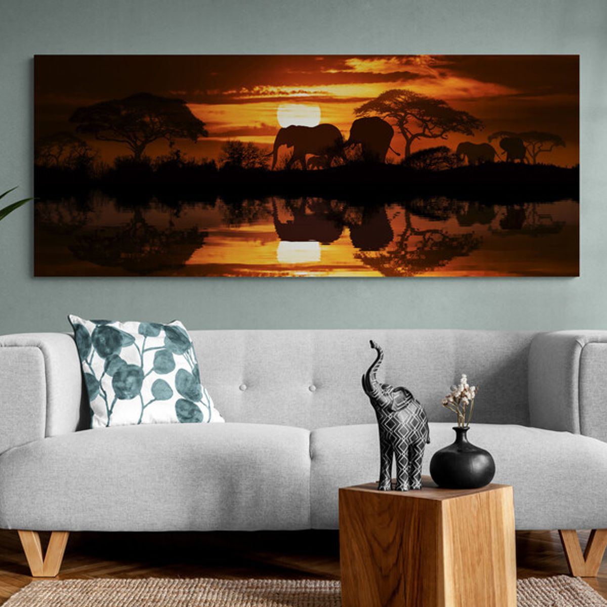 TAYRONA STORE - Cuadro En Lienzo Para La Sala Elefante 157 125x50cm