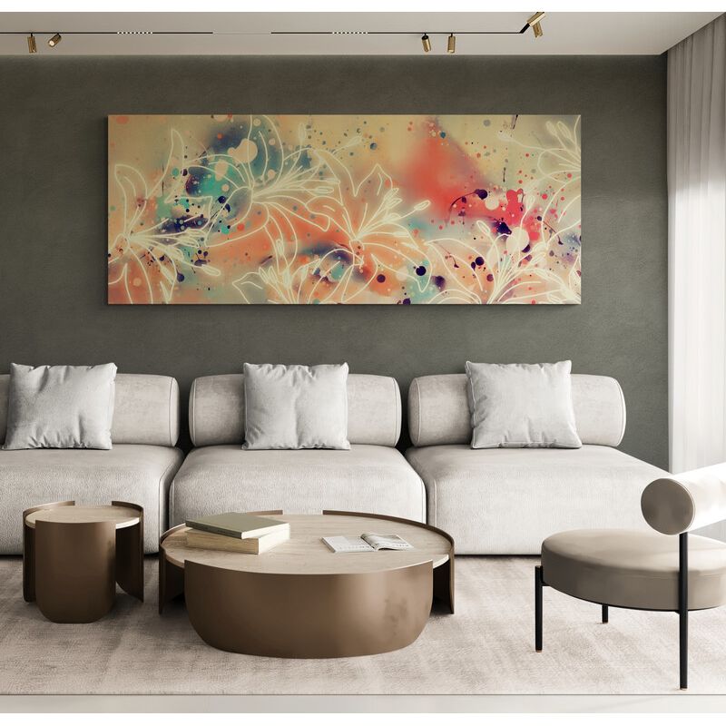 TAYRONA STORE - Cuadro En Lienzo Para La Sala Flores 439 125x50cm