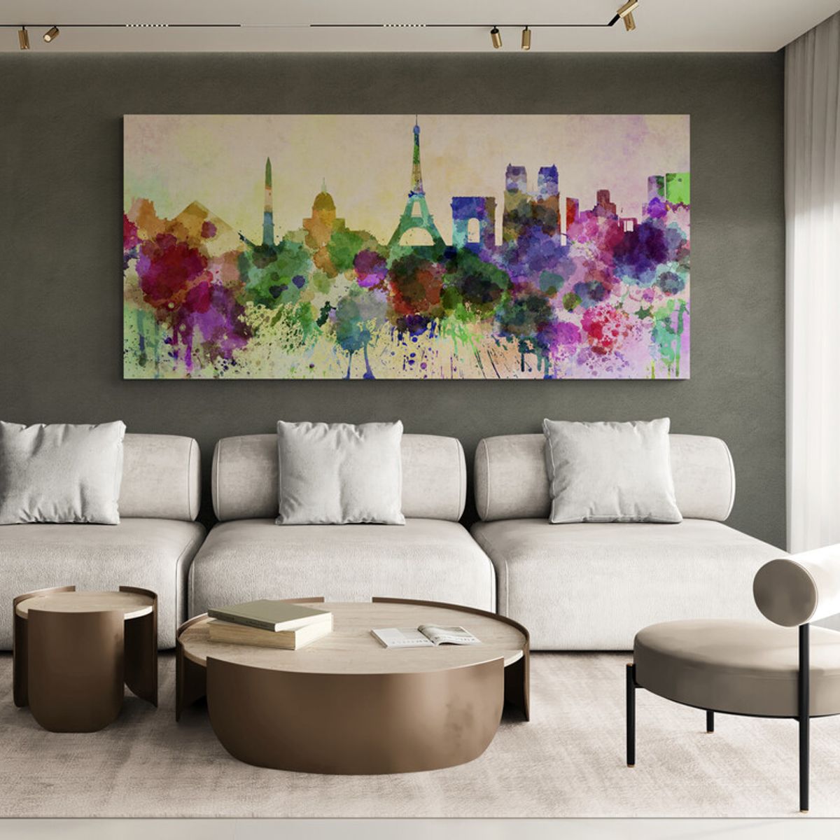 TAYRONA STORE - Cuadro En Lienzo Para La Sala Pintura Ciudad 084 150x60cm