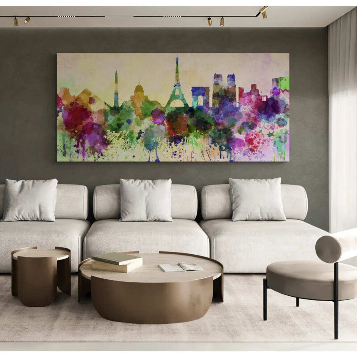 TAYRONA STORE - Cuadro En Lienzo Para La Sala Pintura Ciudad 084 150x60cm