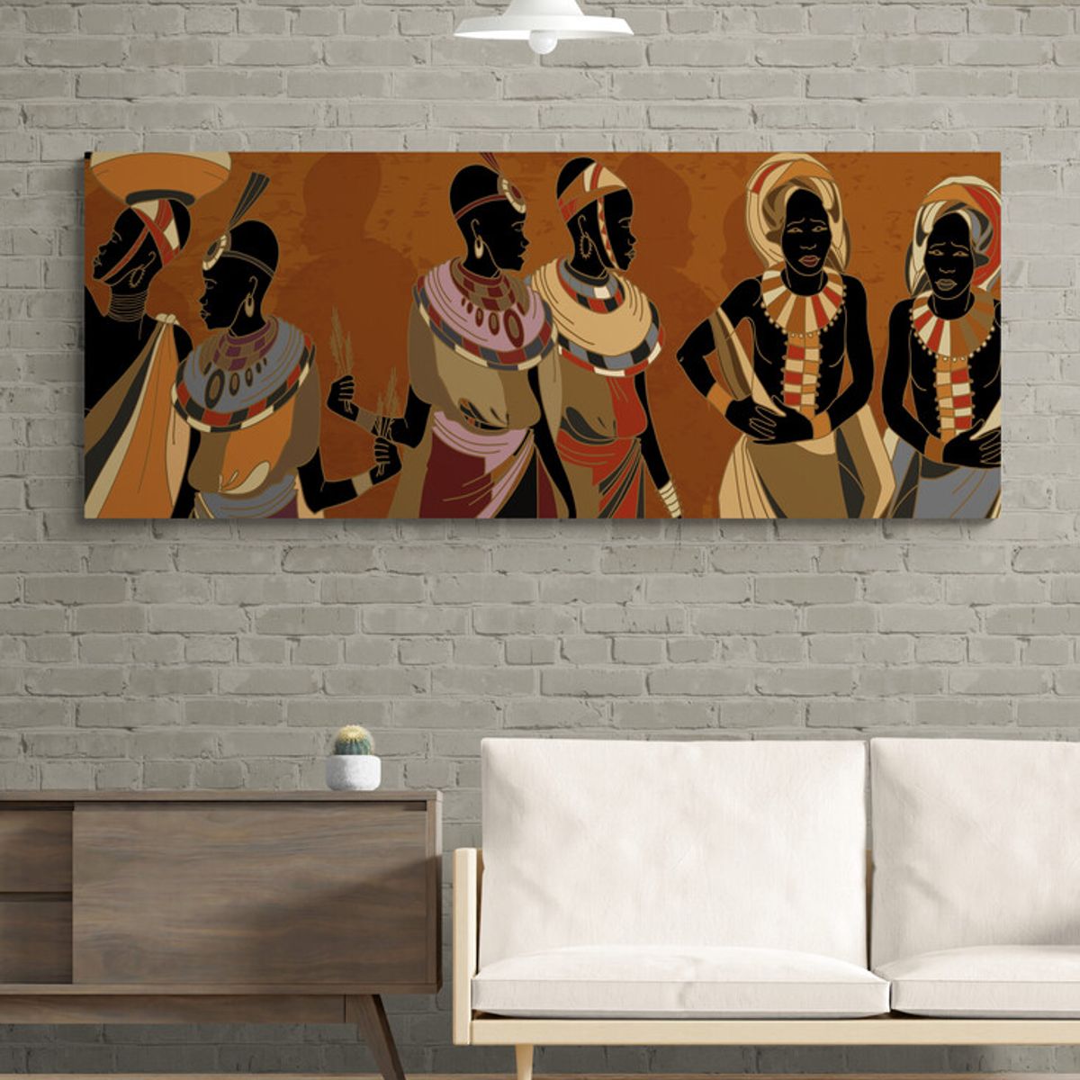 TAYRONA STORE - Cuadro En Lienzo Para La Sala Pintura Mujeres Africanas 016 100x40cm
