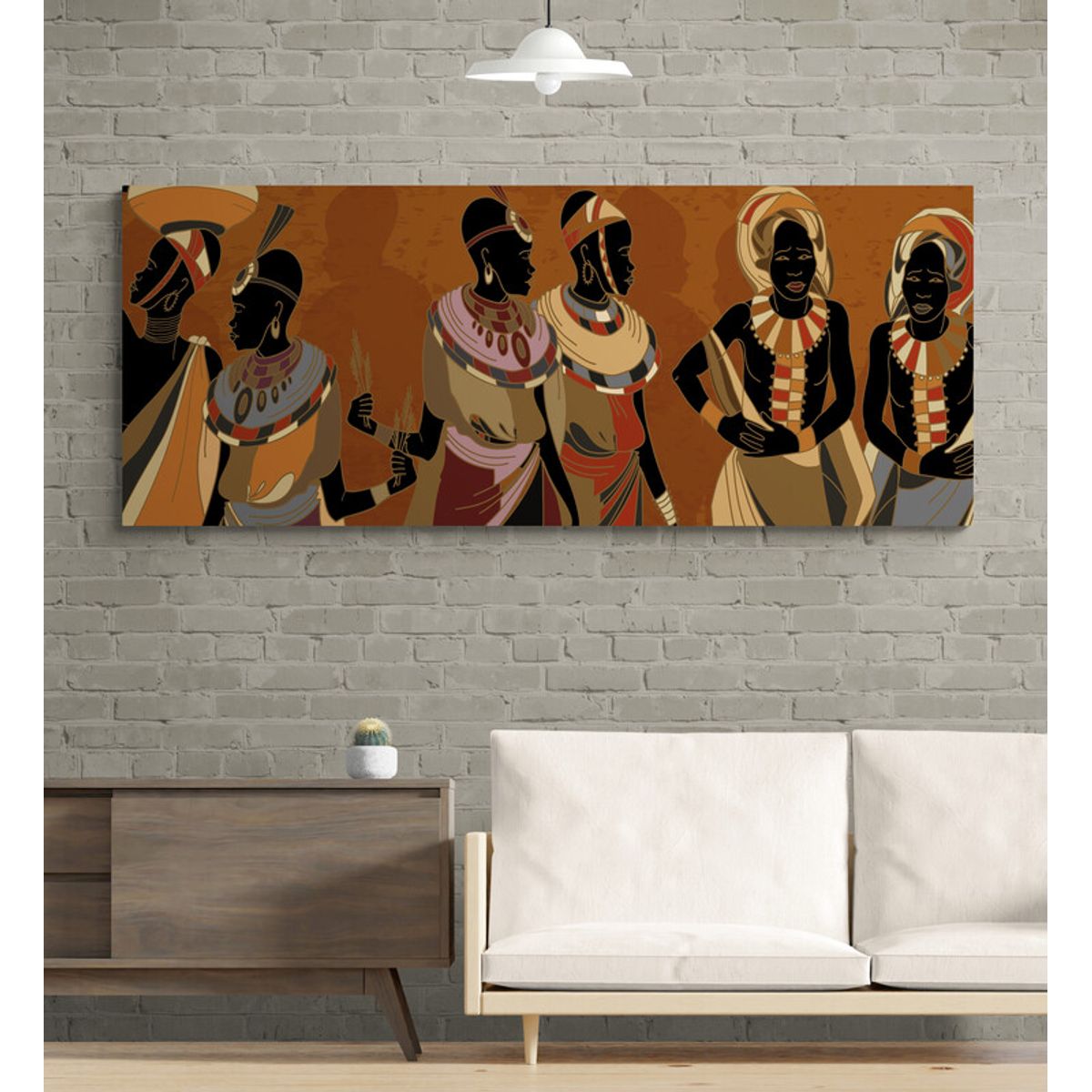 TAYRONA STORE - Cuadro En Lienzo Para La Sala Pintura Mujeres Africanas 016 100x40cm