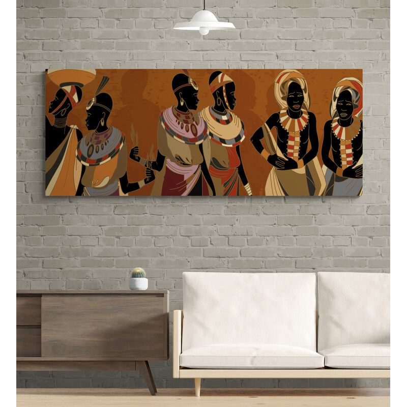 TAYRONA STORE - Cuadro En Lienzo Para La Sala Pintura Mujeres Africanas 016 150x60cm