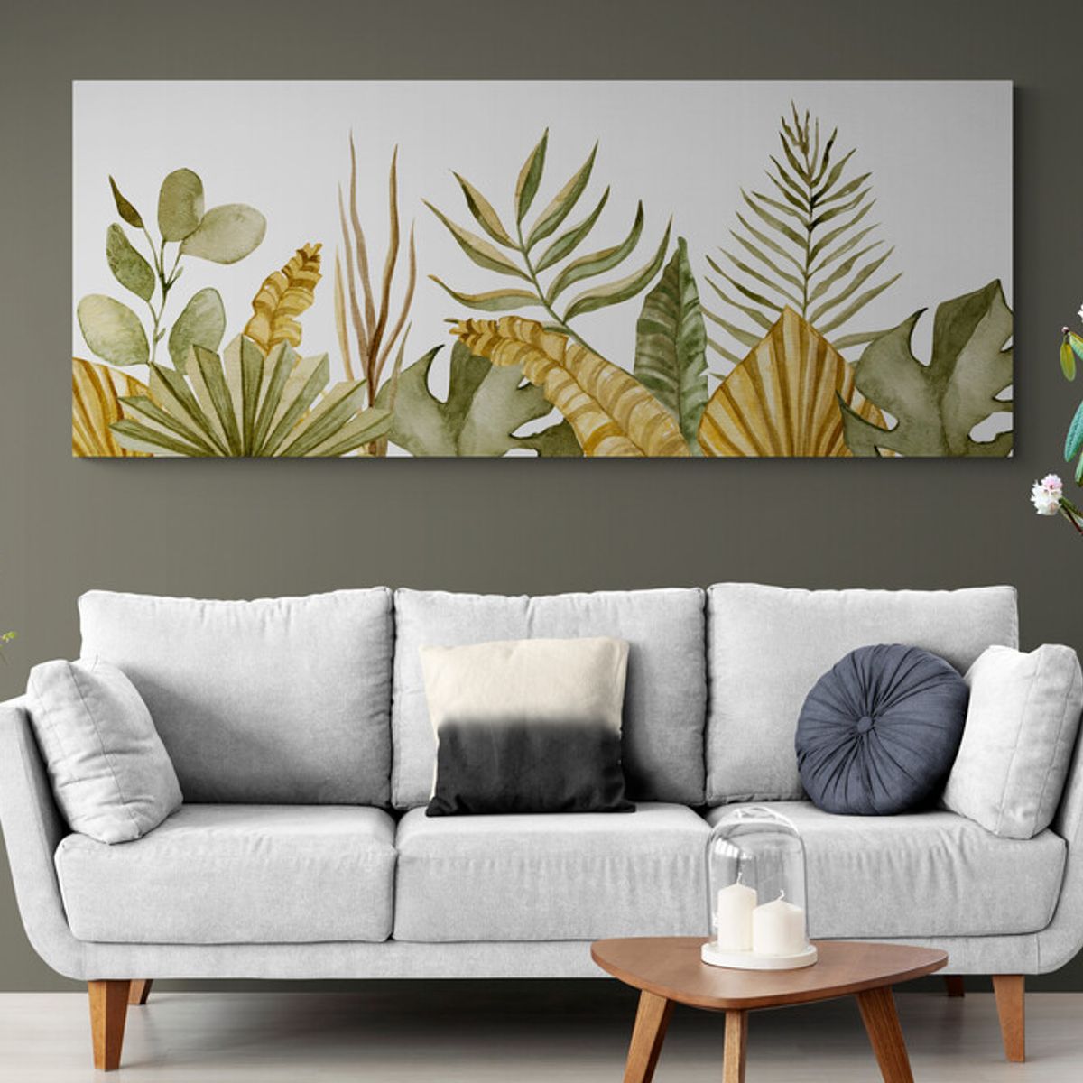 TAYRONA STORE - Cuadro En Lienzo Para La Sala Hojas 134 125x50cm