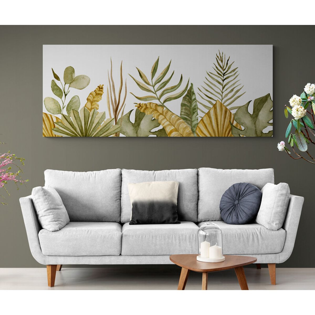 TAYRONA STORE - Cuadro En Lienzo Para La Sala Hojas 134 125x50cm