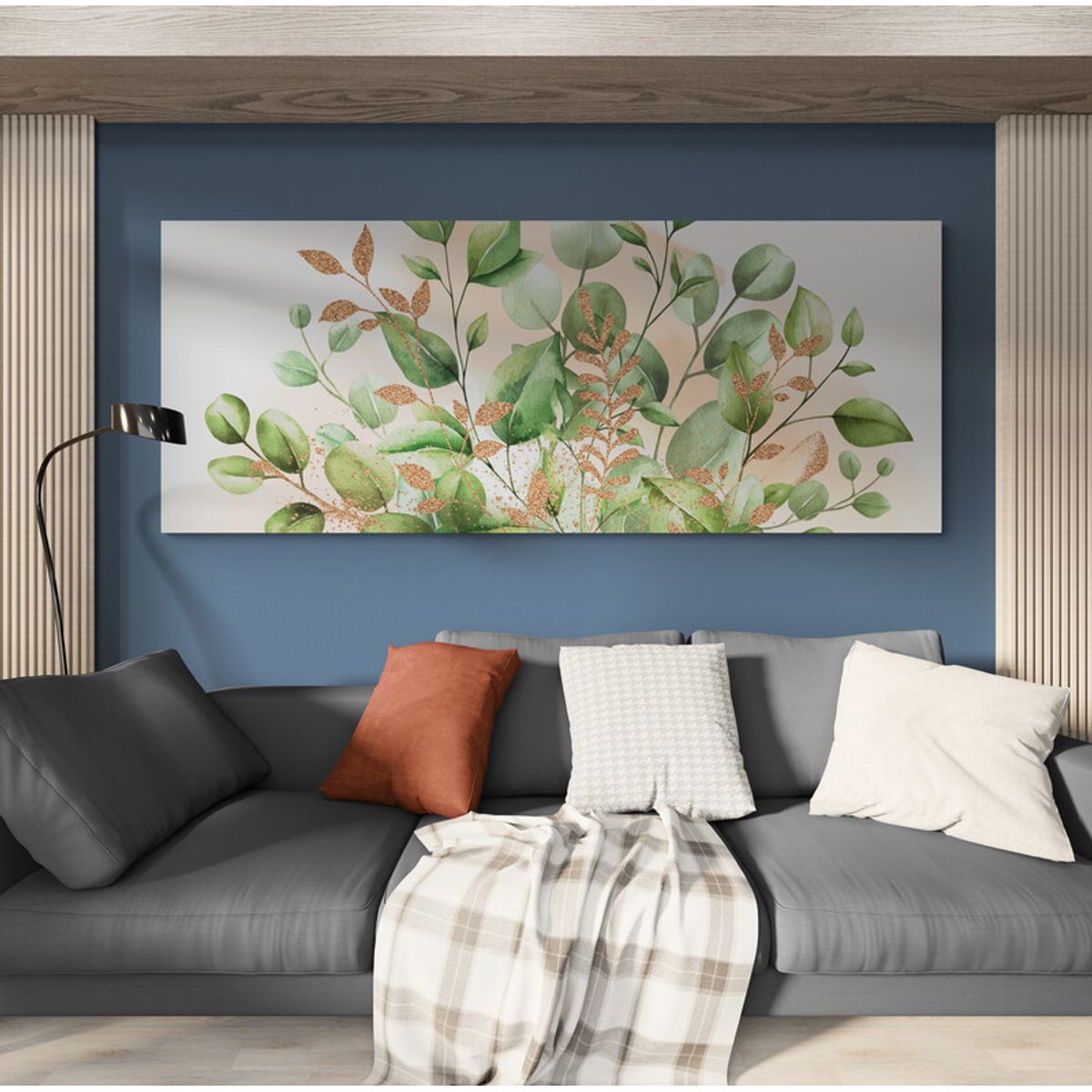 TAYRONA STORE - Cuadro En Lienzo Para La Sala Hojas Verdes 127 125x50cm