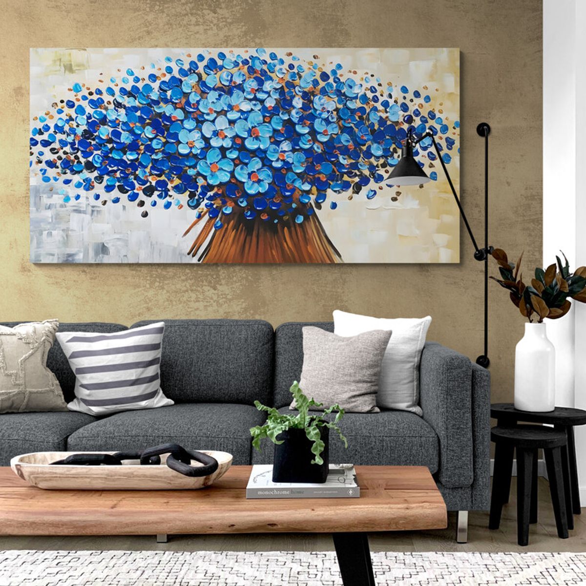 TAYRONA STORE - Cuadro En Lienzo Para La Sala Arbol Colores 034 150x75cm