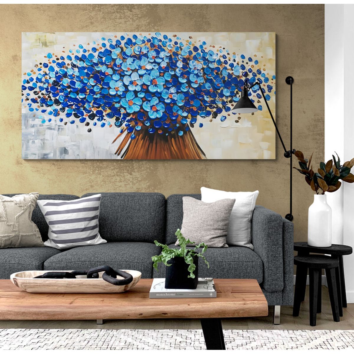 TAYRONA STORE - Cuadro En Lienzo Para La Sala Arbol Colores 034 150x75cm