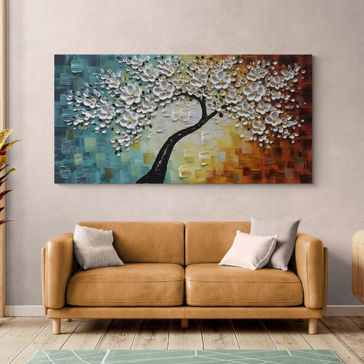 TAYRONA STORE - Cuadro En Lienzo Para La Sala Arbol Colores 036 100x50cm