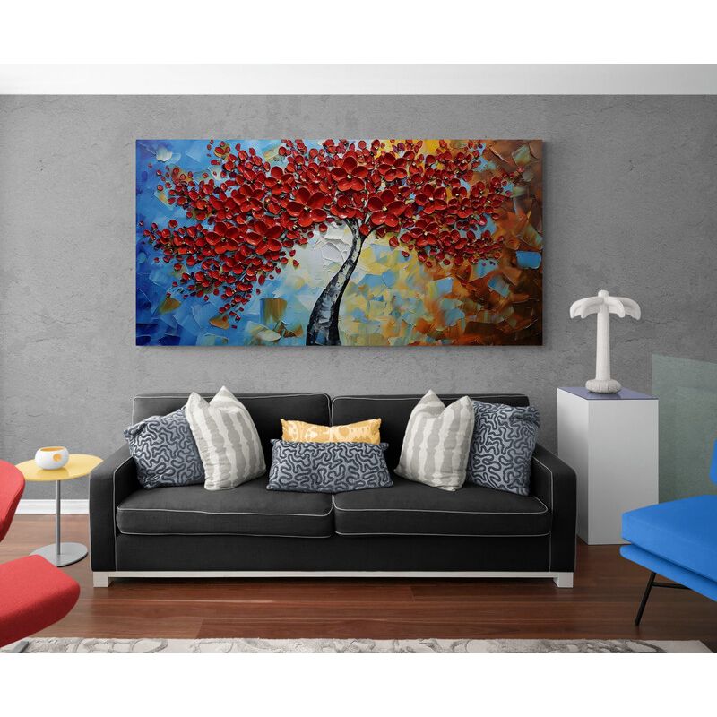 TAYRONA STORE - Cuadro En Lienzo Para La Sala Arbol Colores 037 100x50cm