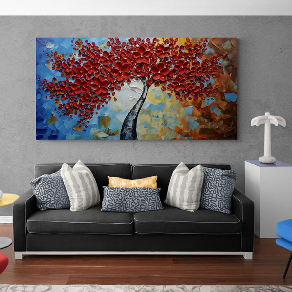 TAYRONA STORE - Cuadro En Lienzo Para La Sala Arbol Colores 037 150x75cm.