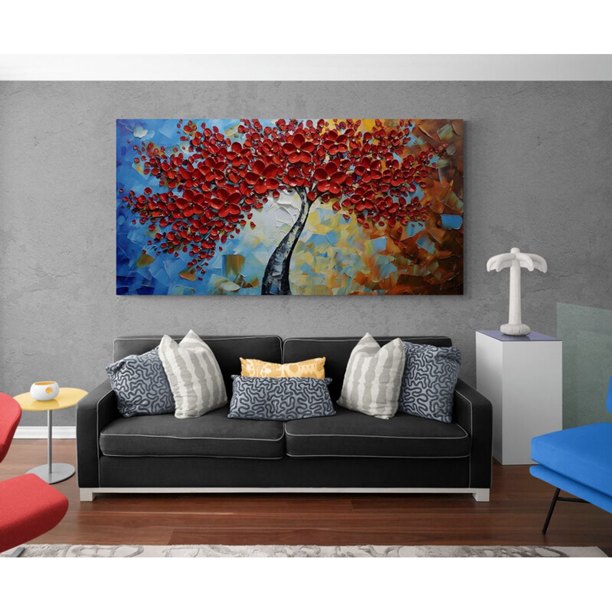 TAYRONA STORE - Cuadro En Lienzo Para La Sala Arbol Colores 037 150x75cm.